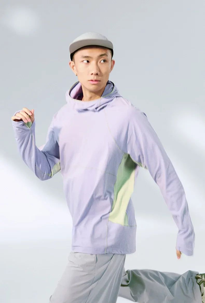 Unisex  Breathable T-Shirt, Moisture Wicking Quick-Dry Hooded, Outdoor Sports Tech Wear Hooded Long-sleeve Tracksuit