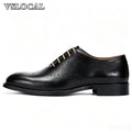 Luxury Men's Oxford Shoes Lace up Brogues Pointed Casual Mens Dress Shoes Coffee Wedding Business Leather Shoes For Men
