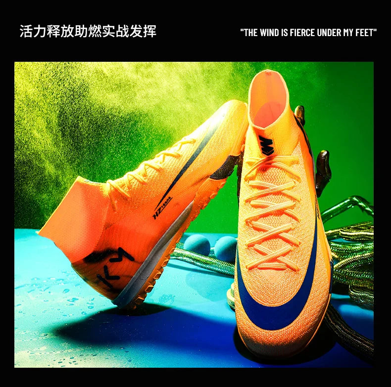 New Men Soccer Shoes Boys Cleats Adult Outdoor Breathable Football Boots Training Sport Long Spikes Non Slip Match Comfortable