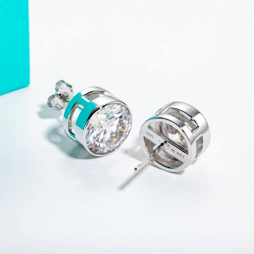1ct 2ct Total D Color Round Moissanite 18K Gold Plated Stud Earrings Stud Earrings  For Woman