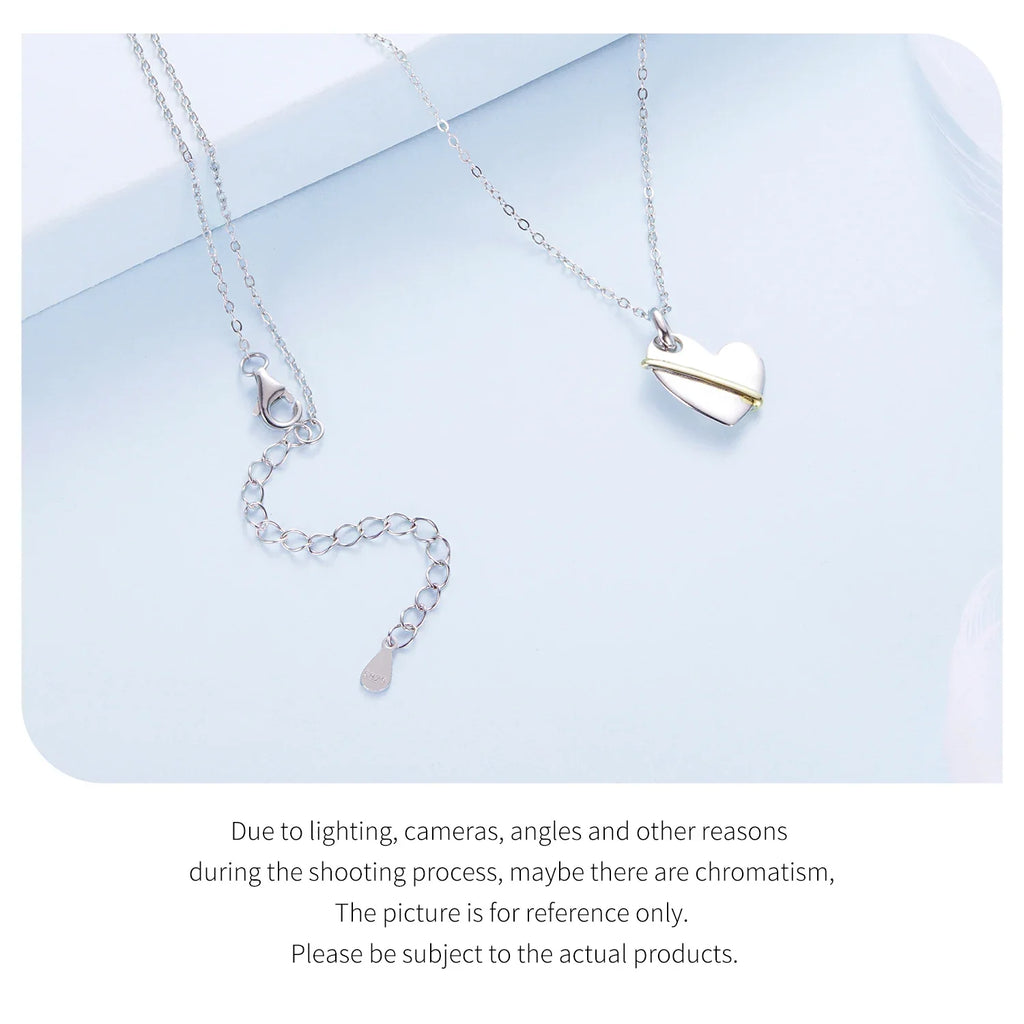 925 Sterling Silver Two-tones Hug Necklace Heart Pendant Chain Necklace for Women Mother's Day Gift Guard Jewelry