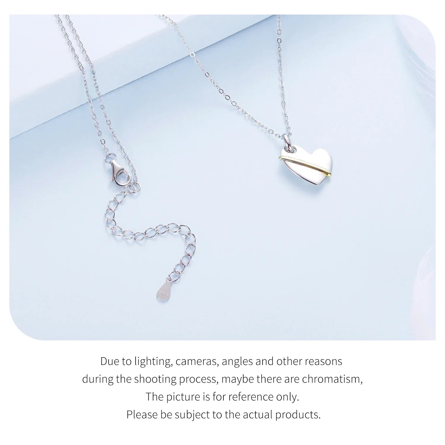 925 Sterling Silver Two-tones Hug Necklace Heart Pendant Chain Necklace for Women Mother's Day Gift Guard Jewelry