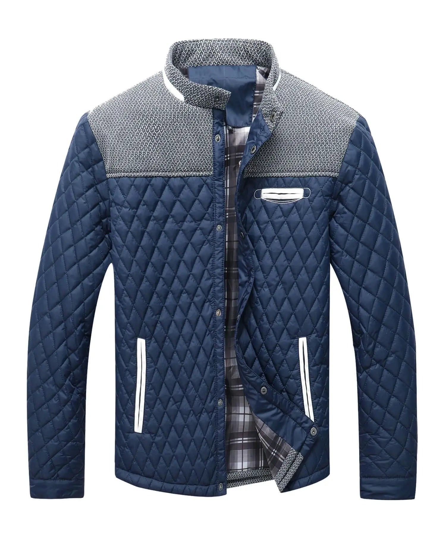 Men's Jackets Casual Bomber Coat Diamond Quilted Puffer Down Lightweight Casual Button Down High Quality Overshirt Us Size