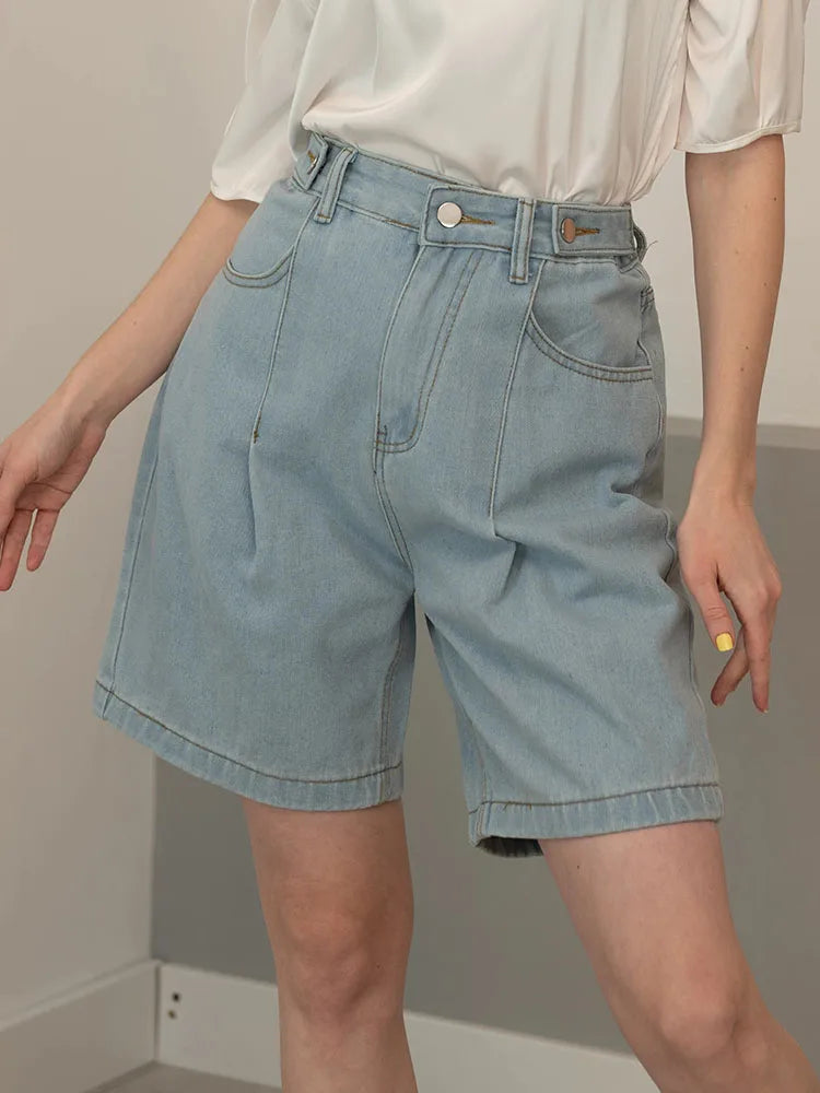 Summer Jean Shorts Women Denim High Waist Black Baggy Short Jeans Summer Pants Women's Bermuda Denim Shorts Wide Leg For Women