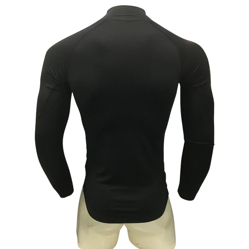 Men Sports Long Sleeve Blouse Shirt Athletic Top Training UPF 50+ UV Protection Rash Guard Black Male Swimming Cycling T-Shirt