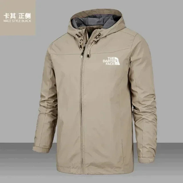 Men's Windproof and Waterproof Windbreaker, Pilot Zipper Hooded Overcoat, Spring and Autumn Mountaineering Casual Jacket 2025