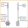 Luxury 100% Real D Color 1CT Moissanite Drop Earring for Women Girls S925 Silver Diamond Long Tassel Dangle Earrings Gift