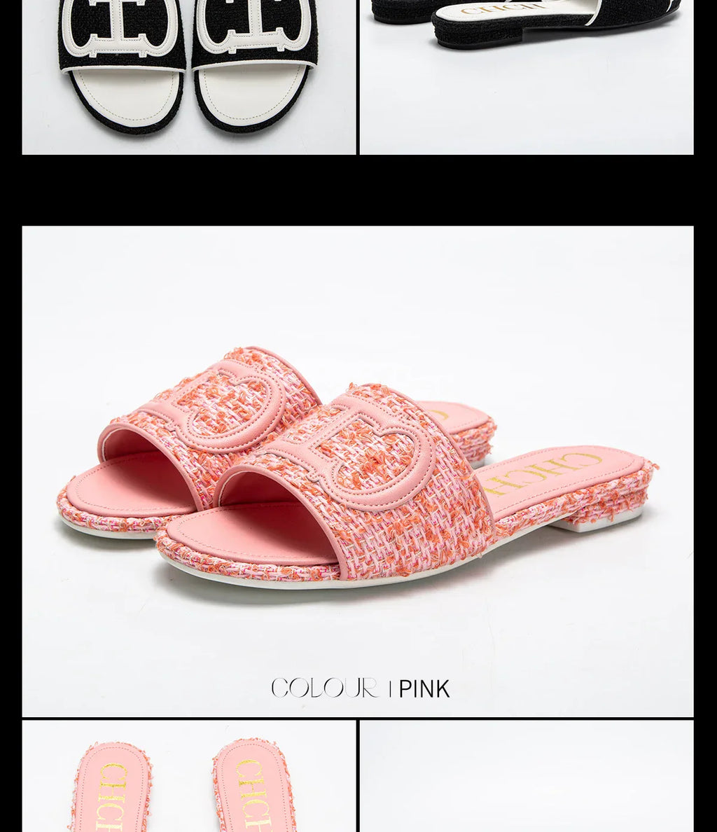 Women's Slippers New Fabric Fashion Flat Sandals Business Banquet Women's Shoes