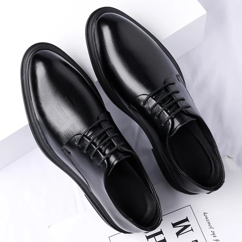 Men's Formal Leather Shoes Lace Up Breathable Non-slip Rubber Sole Lightweight Comfortable Dress Shoes Office & Special Occasion