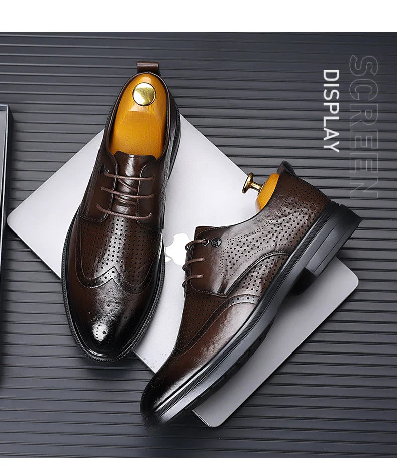 Handmade Men's Oxford Shoes designer Brogue Men Leather Shoes Luxury Fashion Wedding Shoe Business Office Men's Shoes Size 38-44