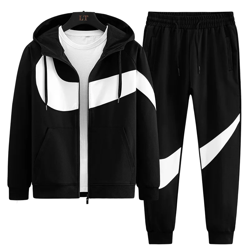 Spring and Autumn Men's Casual Cardigan Hoodie Fashion Sports Set Men's Running Sportswear Two Piece Set