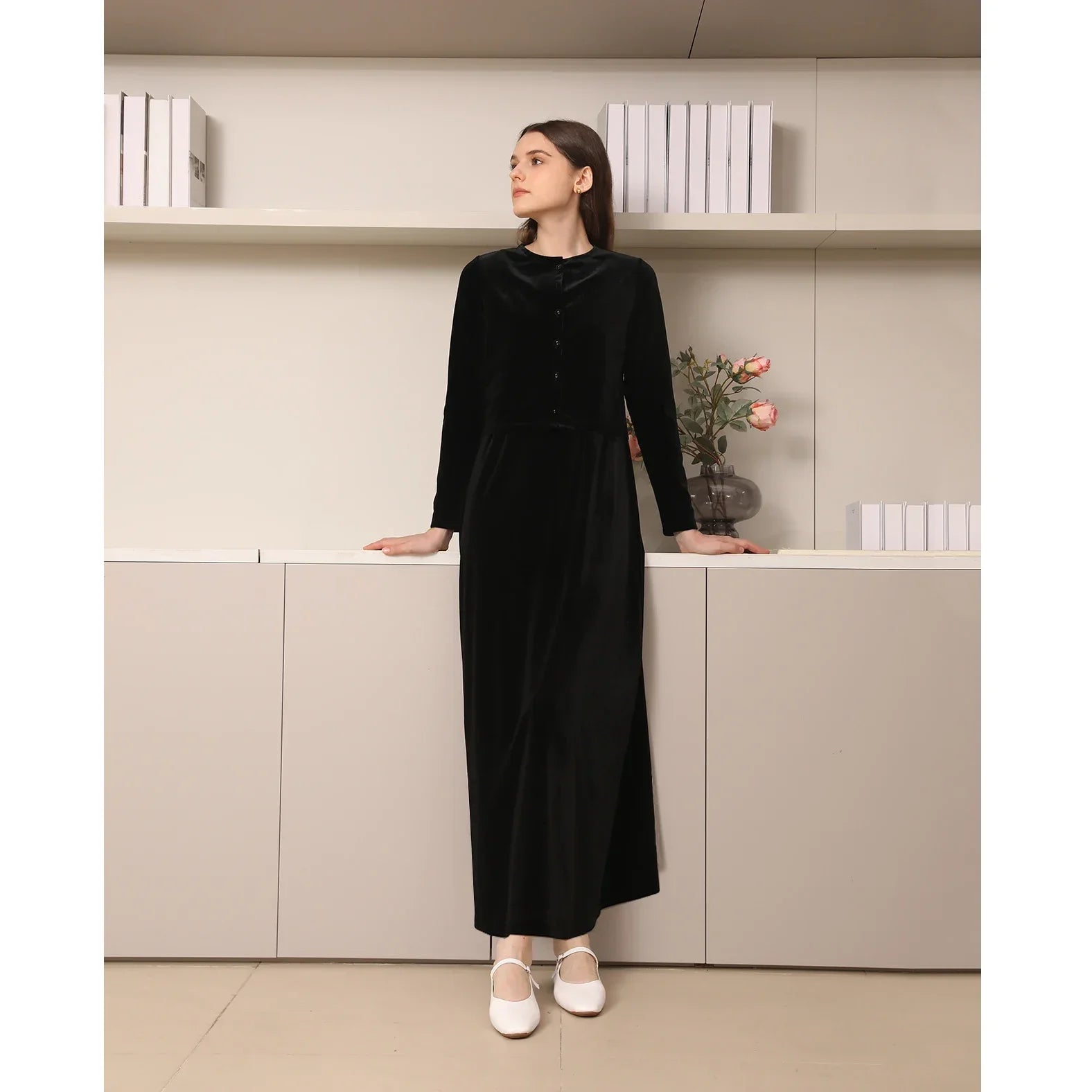 2025 Autumn and Winter Women Velvet Cardigan and Strap Dress Elegant Lady Clothes Ribbed Modal Shirt Customized Three Colors