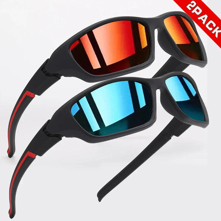2PCS Colorful Sports Sunglasses - Wraparound Design, UV400 Unisex Comfort Fit for Cycling, Hiking & Outdoor