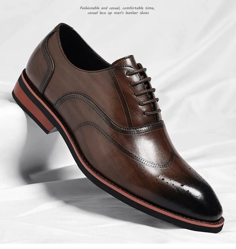 Solid Color New Dress Shoes for Men Lace Designer Fashion Wedding Derby Shoes Male Spring Autumn Business Casual Shoe Man