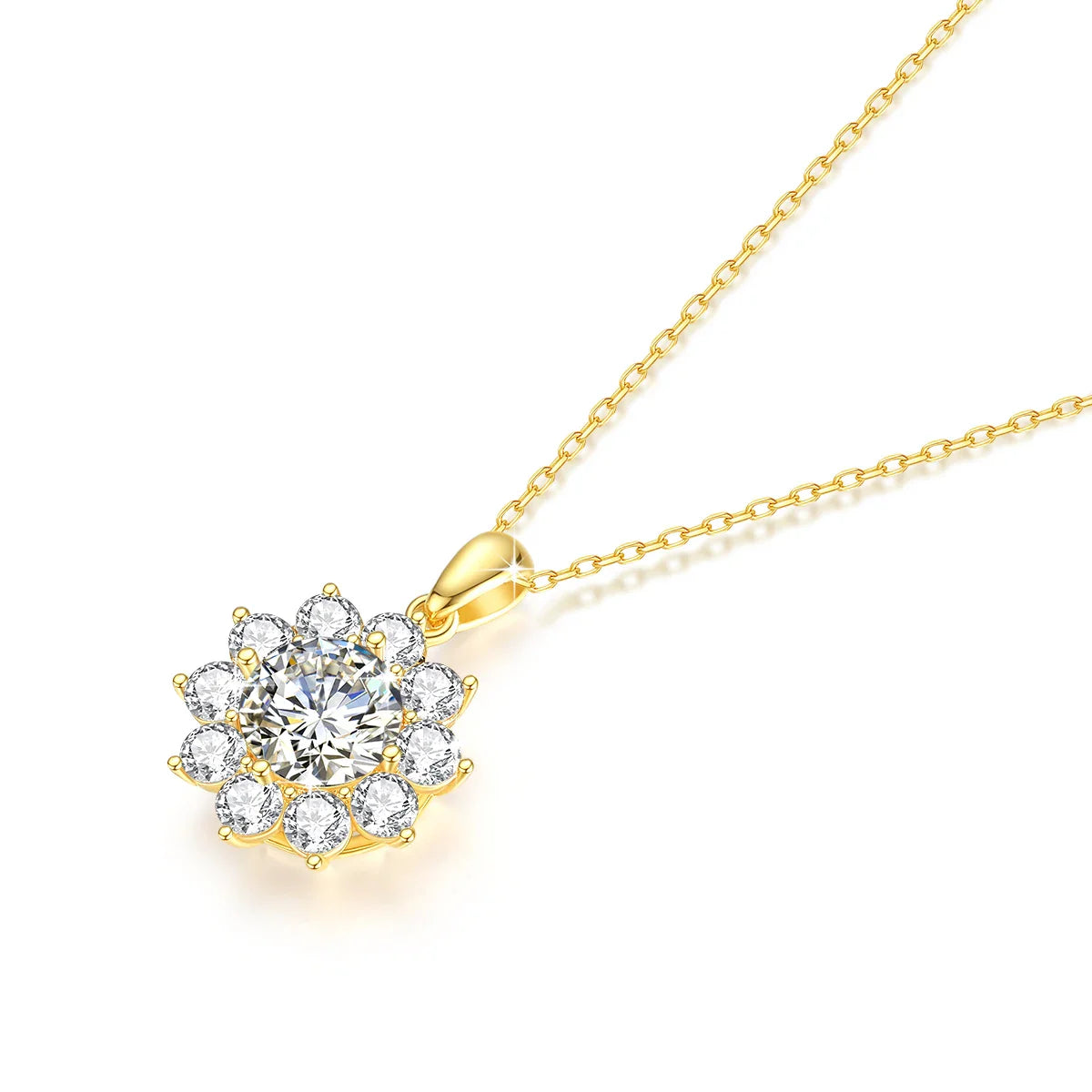 Sunflower 18K Gold Moissanite Pendant Women Wedding Lab Diamond Necklace Charm for Engagement Party Bridal Jewelry Accessorise