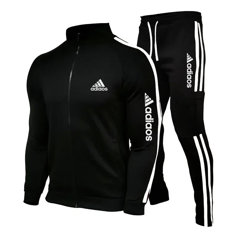 2025 New Men's Zipper Tracksuit Set Sweatshirt and Sweatpants Sports Suit Running Fitness Clothing