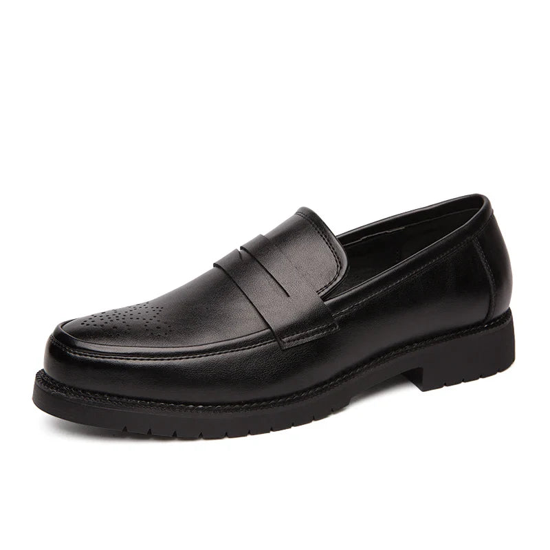 Spring Luxury Thick soled Casual Shoes Men's Black Penny loafers men Brown Business Office Dress Shoes for Mentênis masculino