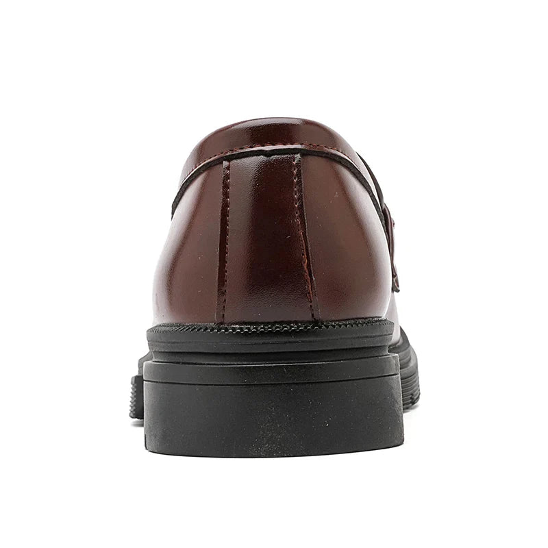2026 Spring New British Fashion Men's Casual Leather Shoes Korean Style Slip-On Loafers Formal Men's Leather Shoes