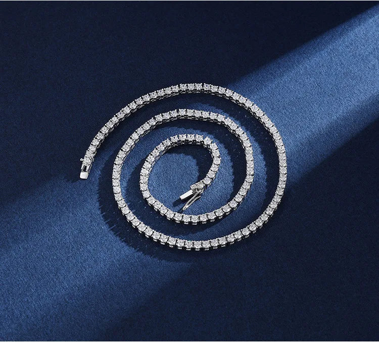 Real 2.5/3/4/5mm Full Moissanite Tennis Necklace for Women 925 Sterling Silver Diamond Neck Chains Necklaces Fine Jewelry