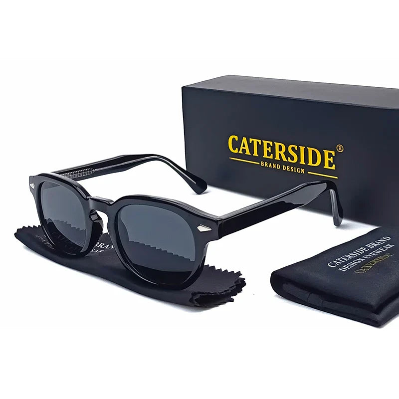 CATERSIDE Retro Round Men Sunglasses Punk Propionic Acid Pin Temple Luxury Sun Glasses Women Sports Leisure Party Eyewear UV400