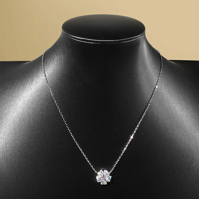 5*5mm Heart Cut Certified Moissanite Necklace Pendant 18k Plated Girls Wedding Jewelry 100% Real 925 Pure Silver Chain
