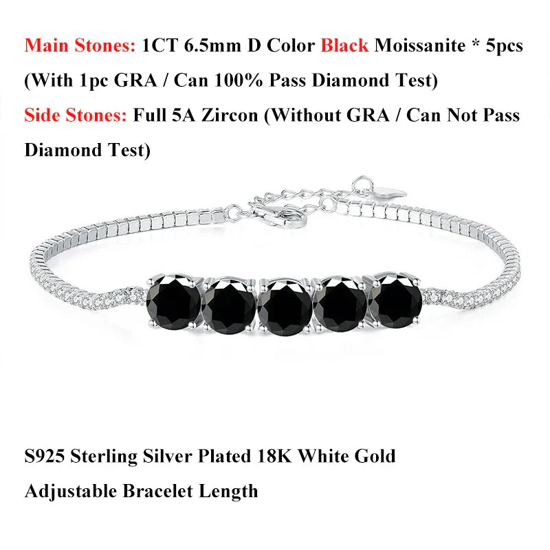 Pink Blue Green Moissanite Diamond Link Bracelet 6.5mm 5cttw for Woman 925 Silver Plated 18K Adjustable Chain Bracelets