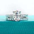 3ct (Total 4.042ct) Oval Cut D Color Moissanite Bridal Ring Set Wedding Band Silver Rings With Cer Jewelry Wholesale