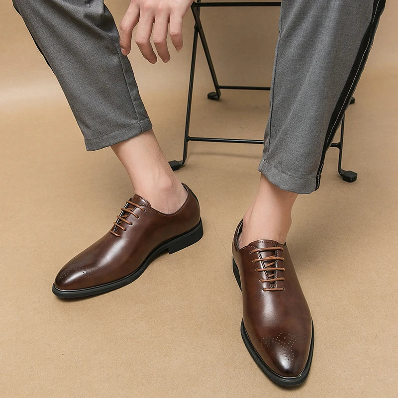 Men's Genuine Leather Dress Shoes Classic Oxford Soft Comfortable Lining Non-Slip Rubber Sole Business Office Formal Occasions