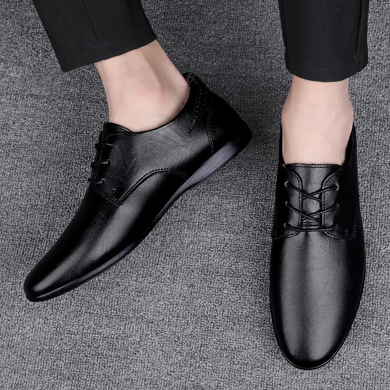 Fashion Simple Mens Oxford Shoes Breathable Male Business Footwear Handmade Formal Dress Shoes Genuine Leather Men Casual Shoes