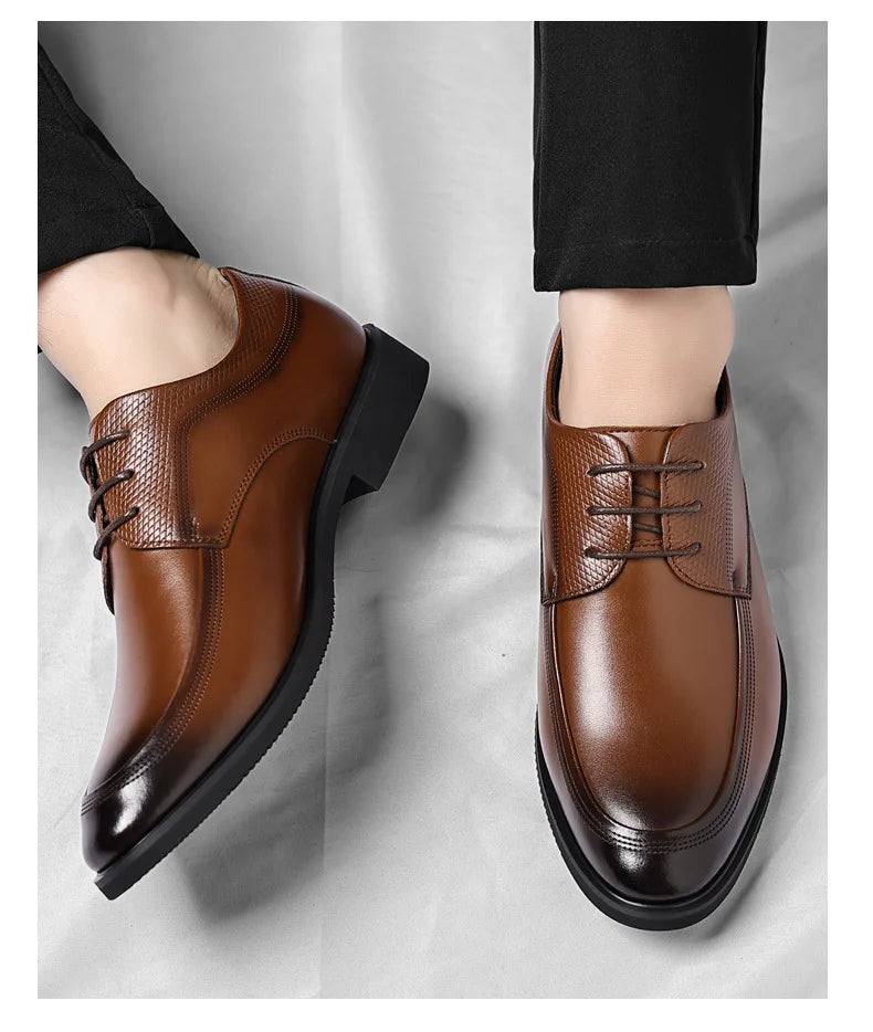 Spring Summer Hallow Dress Shoes for Men Solid Color Fashion Business Casual Shoes Male British Lace Designer Leather Shoe Man