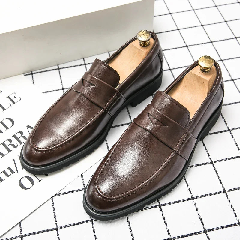 Mens Casual Leather Breathable Business Designer Brand Office Loafers Formal Classic Smile Footwear Dress Shoes for Men Flats 48