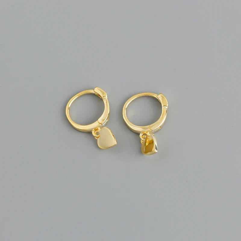 925 Sterling Silver INS Minimalism Sweet Love Heart CZ Zircon Hoop Earrings For Women Girl Small Ear Buckle Jewelry Gift