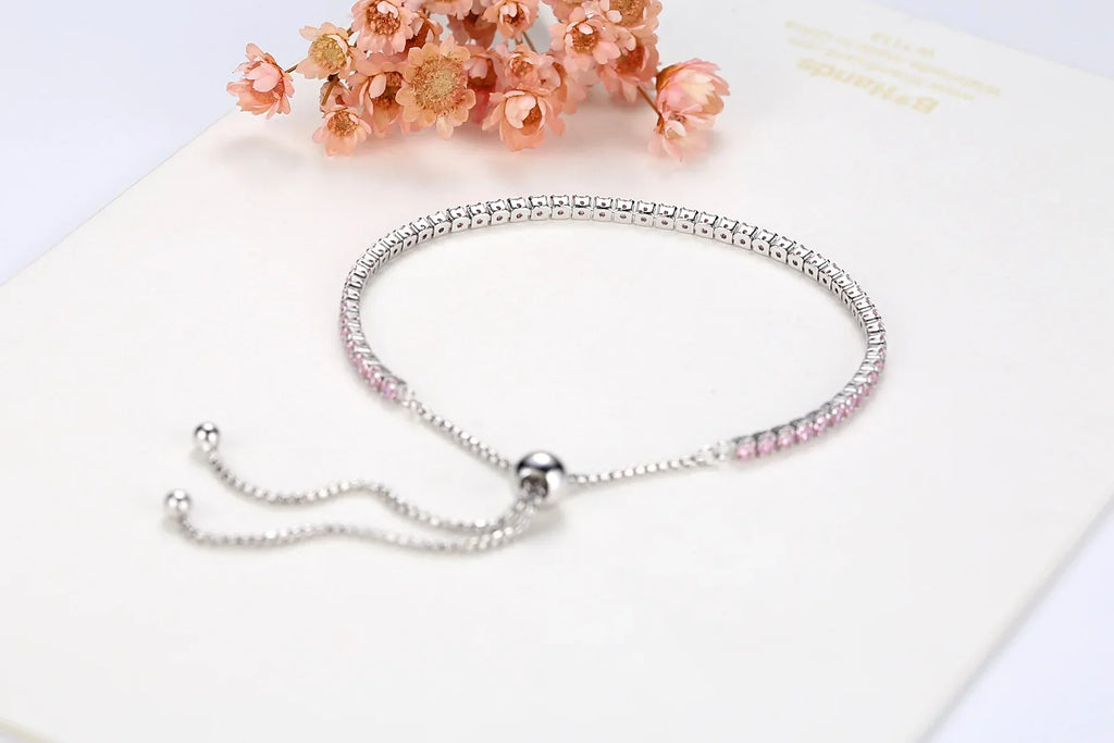 Full 2mm 0.03CT Moissanite Diamond Tennis Bracelet for Woman 925 Silver Plated 18K Rose Gold Adjustable Link Bracelets Gift