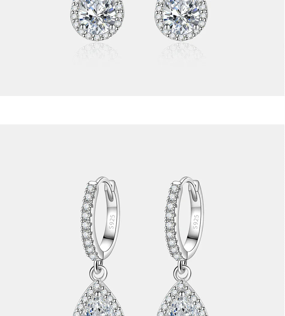 1CT Pear Cut Moissanite Earrings for Women S925 Pure Silver Laboratory Cultivated Diamonds Elegant Wedding Jewelry