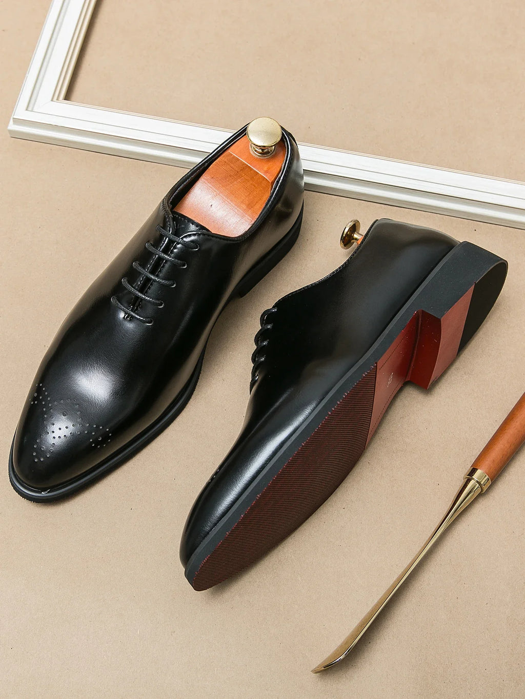 Men's Genuine Leather Dress Shoes Classic Oxford Soft Comfortable Lining Non-Slip Rubber Sole Business Office Formal Occasions