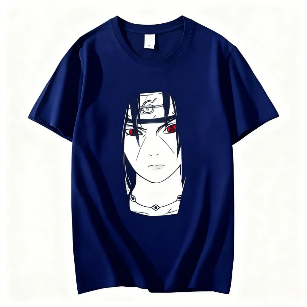Floral Print T-Shirt Soft Breathable Casual Comfortable Anime Naruto Uchiha Itachi Printed Men Women Pure Cotton Short Sleeve