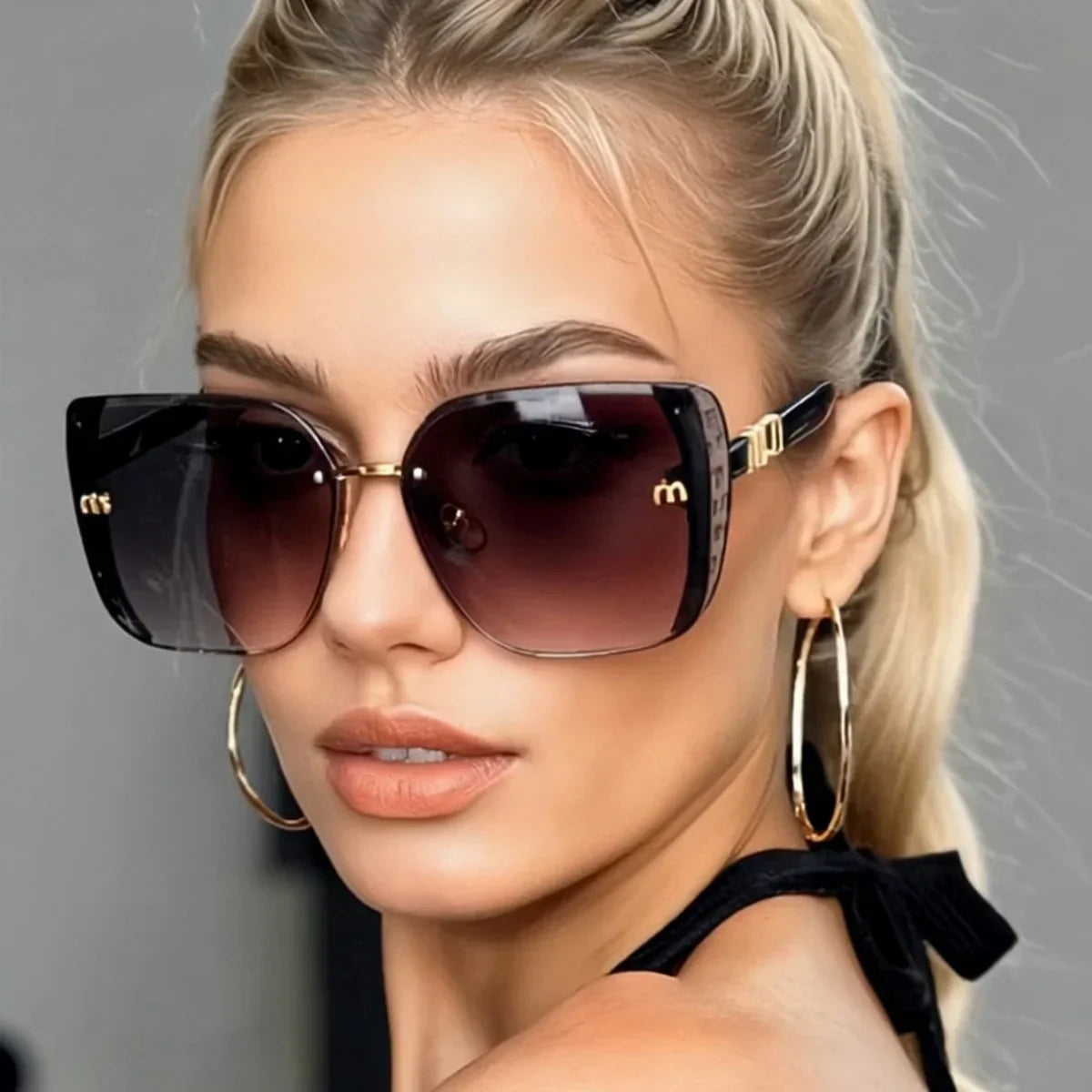 1pc European and American retro style women's fashionable sunglasses trend versatile summer sun shading and UV protection lightw