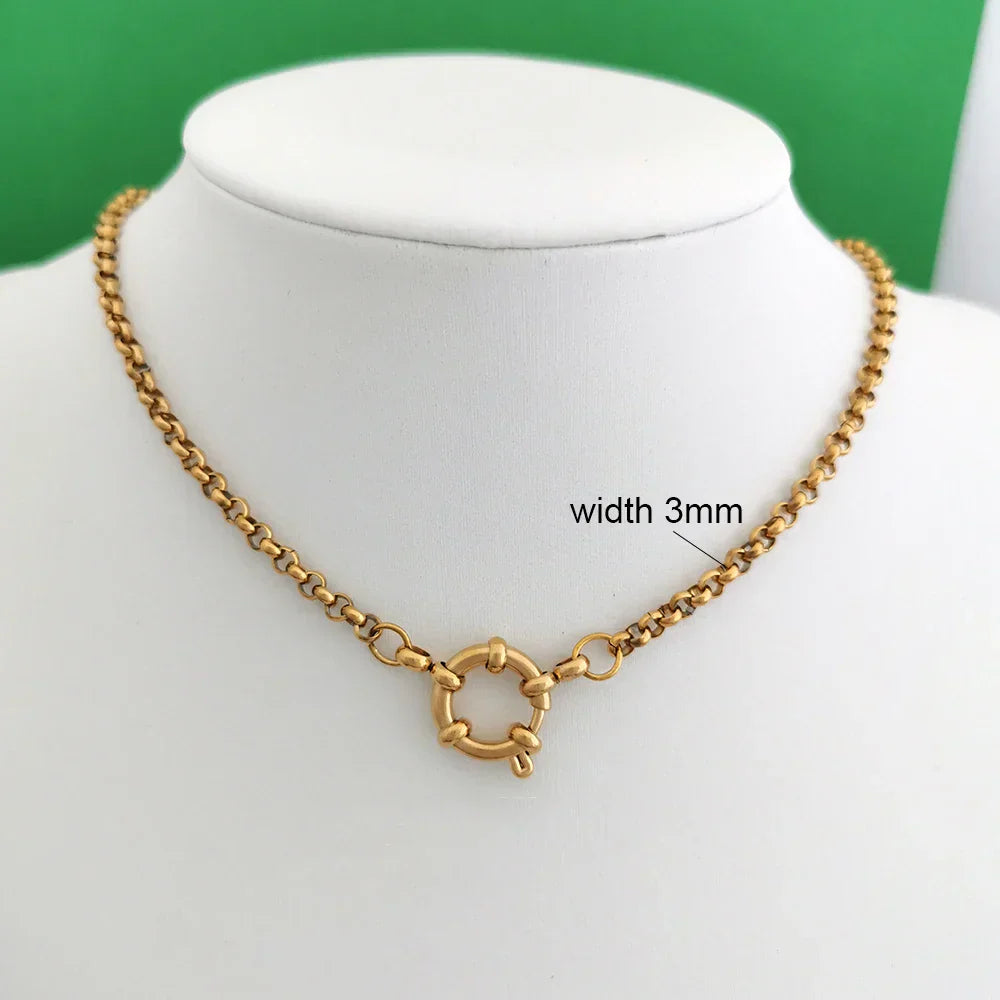 Necklace Women Men Choker Stainless Steel Geometric Rolo Link Cuba Paperclip Chain
