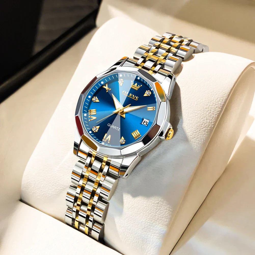 Fashion Golden Watch for Women Stainless Steel Waterproof Women's Watches Elegant Original Luxury Ladies Quartz Wristwatch