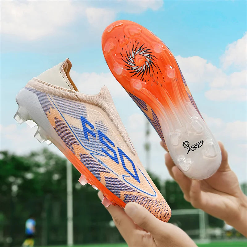 New Men Soccer Shoes Training TF/FG Outdoor Sport Football Boots Adult Long Spikes Non Slip Cleats Breathable Match Comfortable
