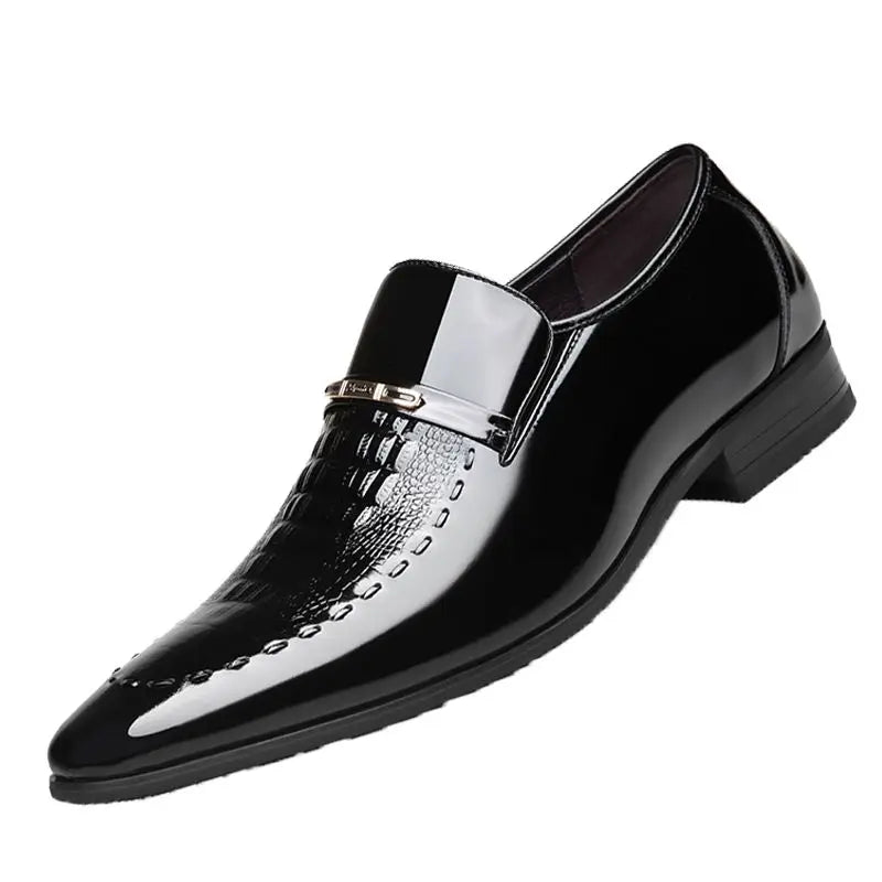 Men's Business Casual Leather Shoes Korean Style Pointed Toe Breathable Big Size Office Groomsmen Groom Wedding