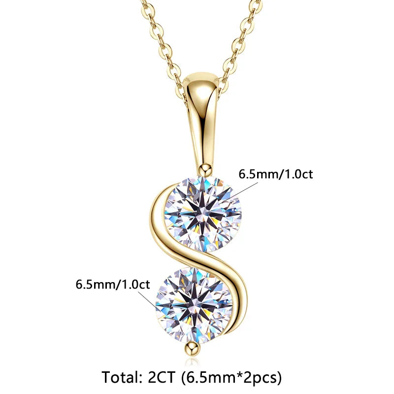 GRA Certified Moissanite Twisted Bowknot Pendant Necklaces for Women S925 Sterling Silver Jewelry Chains Wedding Gifs