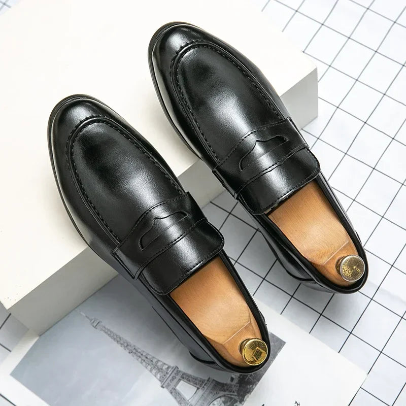 2026 Spring and Autumn Loafers Men Slip-On Business Formal Casual Shoes Brown MenShoes Leather Men Dress Shoes Large Size 38-48