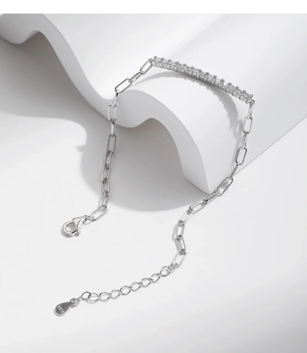 Sparkling D Color Moissanite Bracelet 925 Sterling Silver Lock Stackable Trendy Bracelets For Women Jewelry With Gift Box