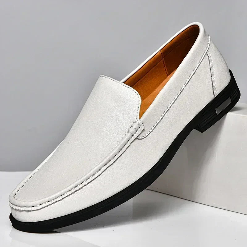 Leather Men Footwear Slip on Office Man Formal Shoes Wedding Party Men Dress Shoes Breath Driving Lazy Loafers Moccasins