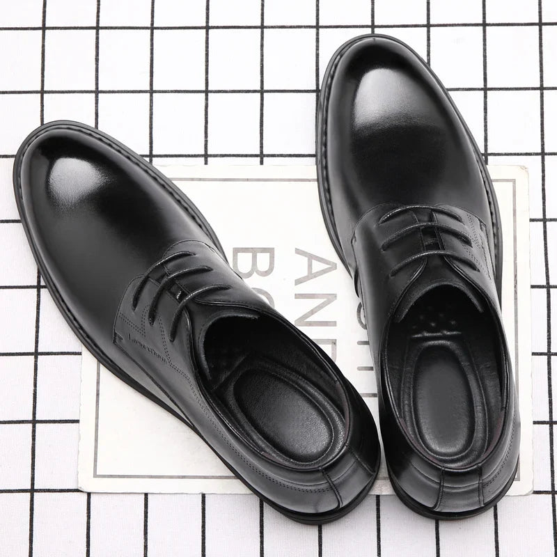 Men Business Elevator Shoes Real Cowhide Invisible Height Increasing Shoes with 3/6/8CM Height Boost Breathable Comfortable