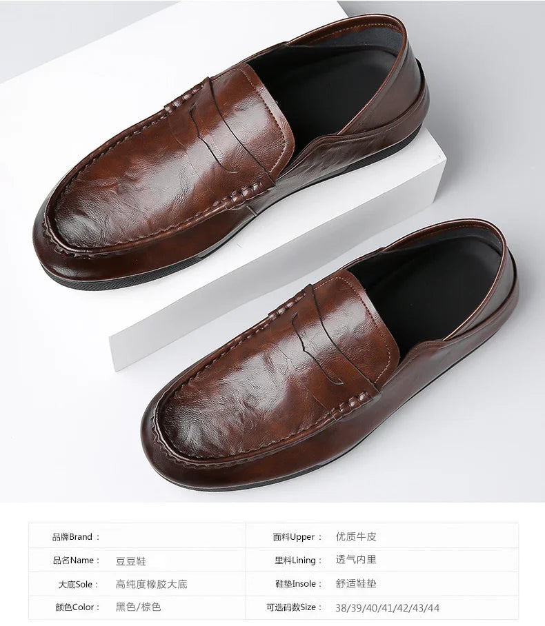 Genuine Leather Men Loafers Comfortable Mens Casual Shoes Luxury Brand Man Formal Dress Shoes Breathable Slip on Boat Shoes