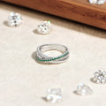 Stacking Crossed Wedding Rings 925 Sterling Silver Lab Zambian Emerald White Zircon Women's Ring for Party Fine Jewelry