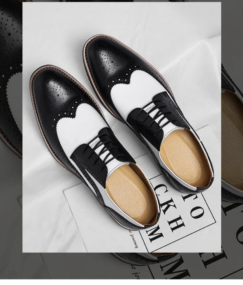 2026 New Brocker-carved Derby Men's Shoes Spring Summer New Business Formal Casual Shoes Male Fashion Big Size Leather Shoe Man