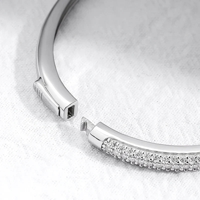 1.5mm 2.3CT All Moissanite Bangle for Women Luxury Quality Jewelry S925 Sterling Silver Bracelets Birthday Christmas Gift